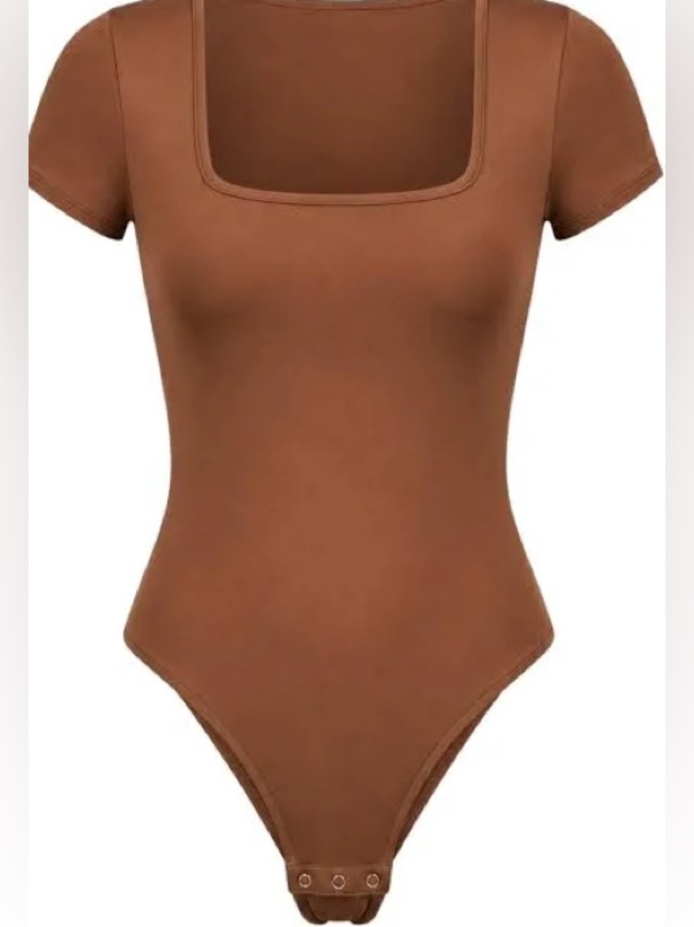 Popilush Brown Shapewear Bodysuit Square Neck Thong Shapewear S NEW
